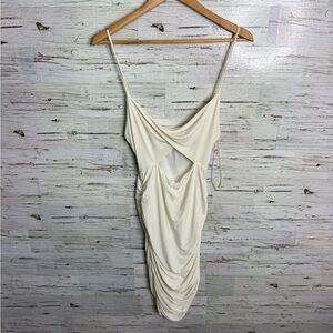 Morris day cream white  dress cut out ruched size large